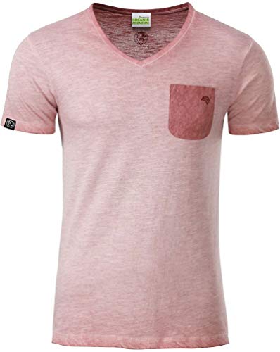 COMPANIEER JAN 8016 Bio-Baumwolle V-Neck-Kragen T-Shirt Rosa Soft Pink Melange Organic Größe L- OHNE Brustlogo von COMPANIEER