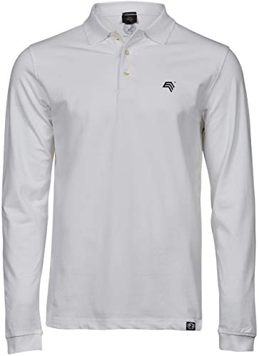 COMPANIEER TJS 1406 Luxury Longsleeve Stretch Herren Langarm Polo Shirt Weiss Größe 2XL- OHNE Brustlogo von COMPANIEER