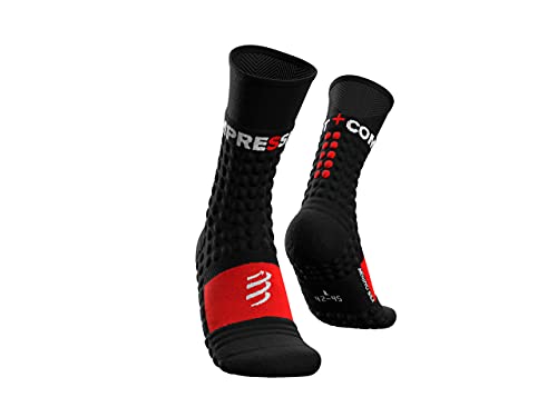 COMPRESPORT Unisex Pro Racing Winter Run Socken, Schwarz/Rot (Mehrfarbig), 38-42 von COMPRESSPORT