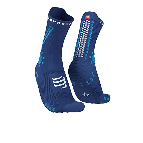 COMPRESSPORT Pro Racing Socken v4.0 Trail Socken, Sodalite/Fluo Blue, Größe 45-48 Unisex-Erwachsene von COMPRESSPORT