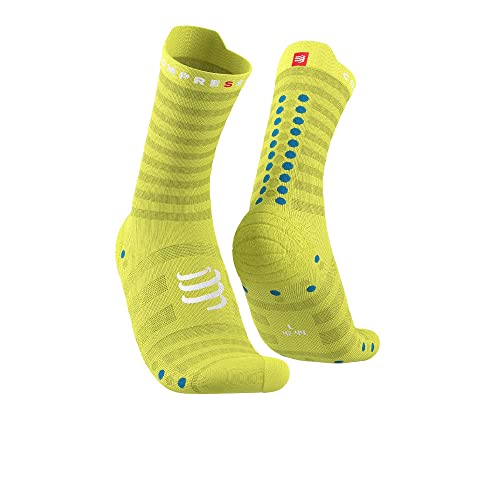 COMPRESSPORT Pro Racing Socks v4.0 Light Run High Socken, Primerose/Fjord Blue, 35-38 Unisex-Erwachsene von COMPRESSPORT