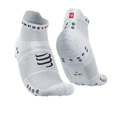 COMPRESSPORT Unisex Pro Racing V4.0 Run Low Socken, Weiß/Legierung, M von COMPRESSPORT