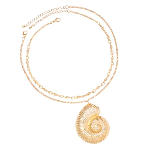 COMPUKAS 1 Satz Conch Muschelkette Schmuckset Kette mit Anhänger für Frauen für Partys Urlaubsdeko und Tägliche Accessoires Goldfarbig von COMPUKAS