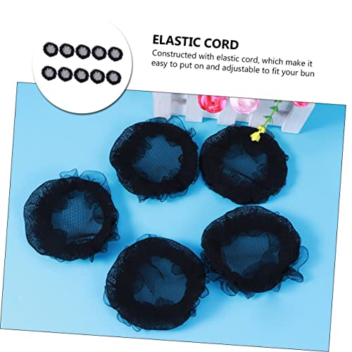 COMPUKAS 10 Stück Teiliges Elastisches Haarnetz mit Spitzenrüschen Atmungsaktives Haarsnood für Ballett Tanz und Sport Flexibler Haarknotenhalter für Damen und Mädchen Zuverlässiger Sitz von COMPUKAS
