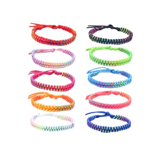 COMPUKAS 10 Stück Teiliges Handgewebtes Armband Verstellbare Bunte Freundschaftsarmbänder für Damen und Herren Handgelenk Kordel Stilvolles Schmuck Accessoire Vielseitig Kombinierbar von COMPUKAS