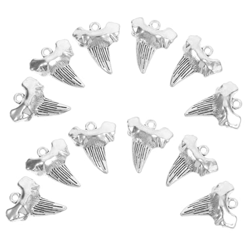 COMPUKAS 12 Stück Haifischzahn Anhänger DIY Schmuckzubehör für Schlüsselanhänger und Robustem Material für Kreative Schmuckgestaltungen von COMPUKAS