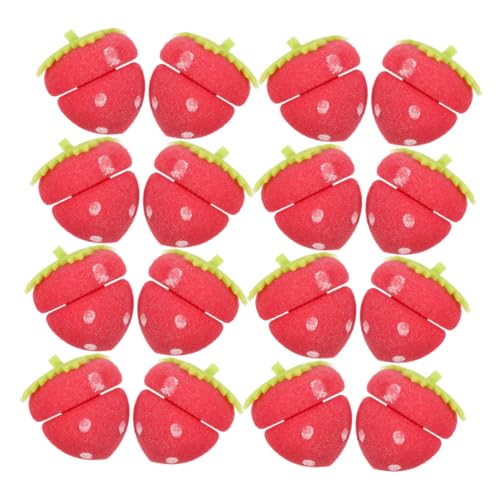 COMPUKAS 18 Stück Teiliges Hitzefreie Haarwickler aus Schwamm Weiche Erdbeerförmige Lockenwickler zum Schlafen Leichte Tragbare Lockenformer für Damen für Reisen und Tägliche Anwendung von COMPUKAS