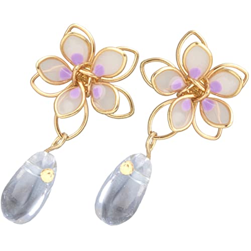 COMPUKAS Blumen Ohrringe für Frauen Baumelnde Tropfenohrringe Kawaii Blütenblatt Design Hypoallergen für Sommer von COMPUKAS