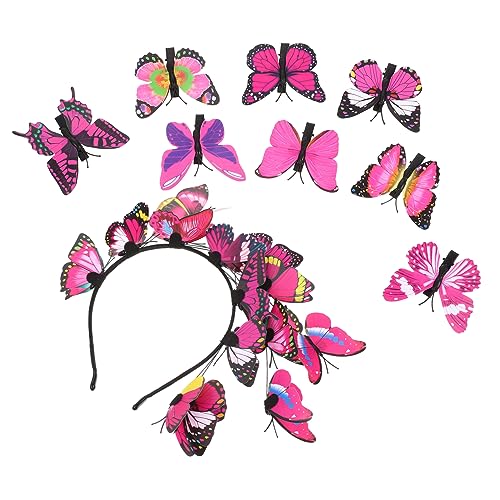 COMPUKAS Schmetterlinge Haarband für 9 Stück Haar Clips mit Schmetterlings Dekoration Elastisches Stirnband für Hochzeiten Gartenpartys Teepartys Kreative Haar Accessoires von COMPUKAS