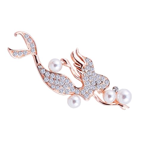COMPUKAS 1Stück Meerjungfrau Brosche mit Perlen Gold Kreatives Design für Kleidung Taschen Schals Hüte Brustnadel für Frauen von COMPUKAS