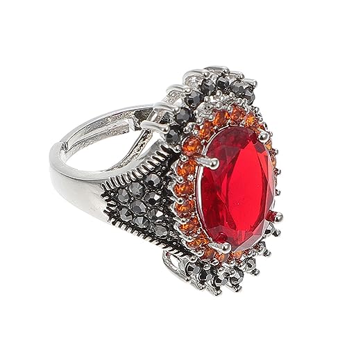 COMPUKAS 1Stück Retro Verstellbarer Ring Thaisilber mit Extravaganter Edelstein Applikation Stylisches Fingerdekor für Damen Einzigartiges Design von COMPUKAS