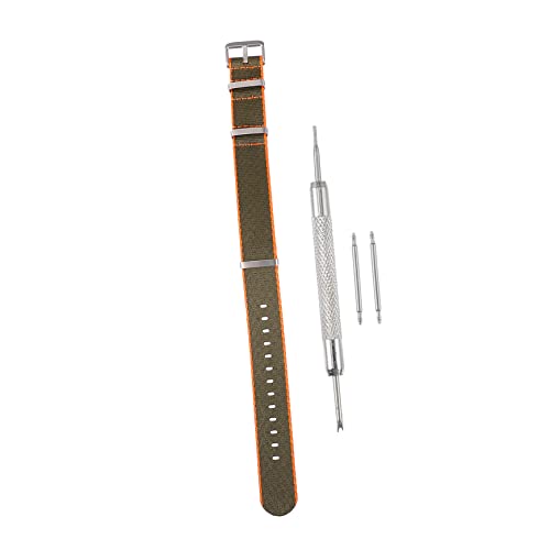 COMPUKAS 1stück Nylon Uhrenarmband Wasserdichtes Verstellbares Sportarmband Militärgrün Mit Orangefarbenen Akzenten Für Herren Und Damen Für Freizeit Sport Und Reisen von COMPUKAS