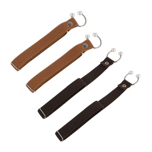 COMPUKAS 2 Paare Verstellbare Rutsch High Heel Schuhriemen Elastische Abnehmbare Schnürsenkel für Damen Pumps mit Perlendekor in Dunkelbraun und Hellbraun von COMPUKAS