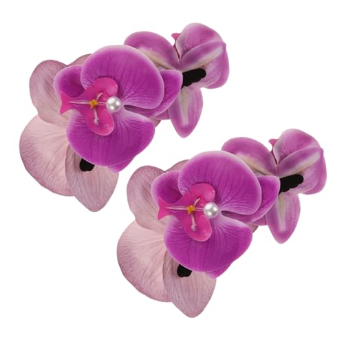 COMPUKAS 2 Stück Blüten Haarklammern für Dünnes Haar Dekorative Orchideen Haarspangen Lebensechte Blumen Haarklammern Modische Haarclips für Damen für Strand und Alltag von COMPUKAS
