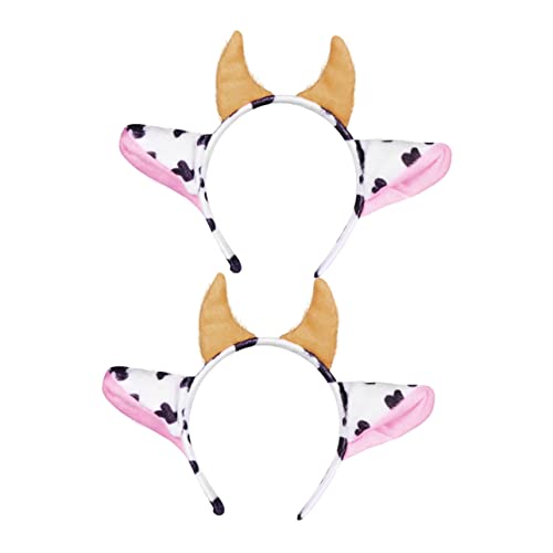 COMPUKAS 2 Stück Cartoon Haarreif mit Kuhhörnern Teiliges Niedlicher Kopfschmuck für Kindergeburtstag Party und Aufführung Bequemer Kindgerechter Haarreif für Mädchen und Jungen von COMPUKAS
