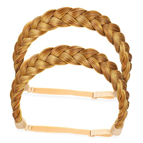 COMPUKAS 2 Stück Elastische Geflochtene Haarreifen aus Hitzebeständigem Synthetikfasermaterial Bequemes Stirnband für Damen und Mädchen Vielseitiger Haarschmuck für Alltag und Sport von COMPUKAS