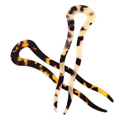 COMPUKAS 2 Stück Französische U Förmige Haarnadeln aus Hochwertigem Acetat Wellenförmig Rutschfest Bequem für Dickes Haar für Hochsteckfrisuren und Dutt Haarspangen für Damen und Mädchen von COMPUKAS