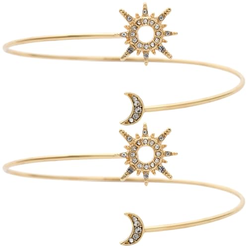 COMPUKAS 2stücke Goldene Und Mond Armmanschetten Für Damen Offene Legierung Oberarm Manschettenarmband Wickelarmbänder Für Frauen Zum Tragen An Partys Und Festivals von COMPUKAS
