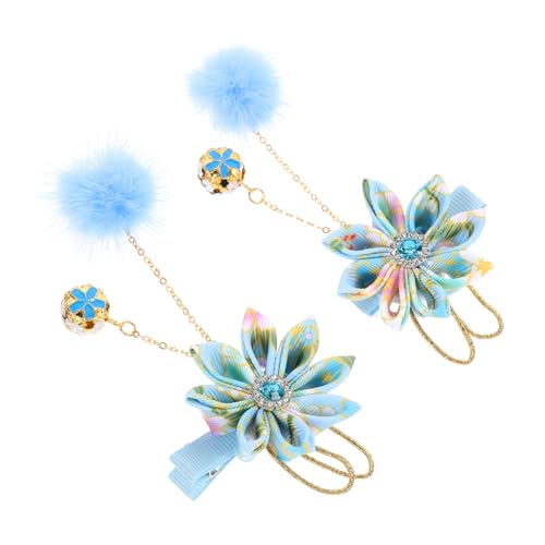 COMPUKAS 2 Stück Haarklammern Chinesischer Stil Blaue Quasten Haarnadeln Haarschmuck für Mädchen Cosplay Zubehör Stilvolle Langlebige Haarspangen für Alltag und Fest von COMPUKAS