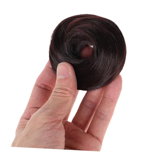 COMPUKAS 2 Stück Haarknoten Haarteil Scrunchies aus Kunstfaser Dunkelbraun Realistische Voluminöse Dutt extensions für Damen Langlebig Vielseitig für Alltag Partys und Hochzeiten von COMPUKAS