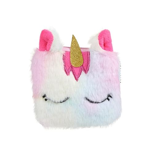COMPUKAS 2 Stück Kuschelweiches Einhorn Münzgeldbörse Kleiner Geldbeutel mit Reißverschluss Plüsch Material für Schlüssel Karten und Münzen Mädchen Zufällige Farbe Zufällige Farbe von COMPUKAS