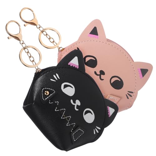 COMPUKAS 2 Stück Mini Geldbörse Katzenform Münzbeutel Schlüsselaufbewahrung Kleine Tragbare Geldbörse für Damen Mädchen Reise Zubehör von COMPUKAS