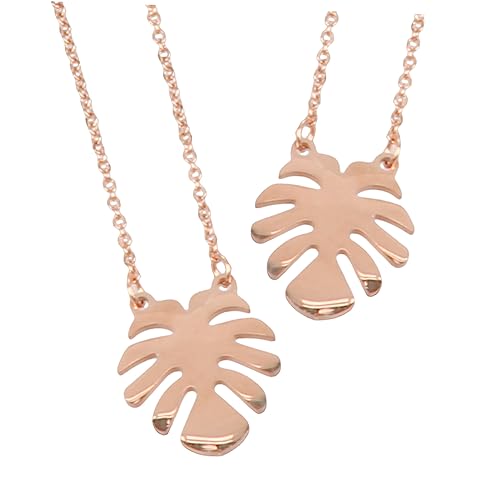 COMPUKAS 2 Stück Palmblatt Halskette Rosegold Damen Modisch Verarbeitung Tropisches Design Schmuck Alltag Party von COMPUKAS