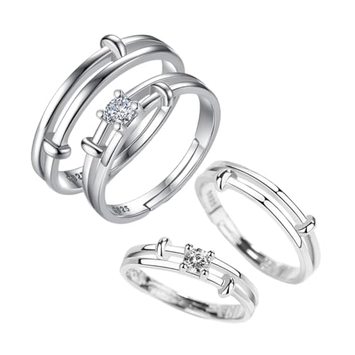 COMPUKAS 2 Stück Partner Finger Ringe aus Hochwertigem Material Einfache Silber Schmuckstücke für Damen und Herren Langlebig und Hautfreundlich zu Hochzeit Verlobung und Jubiläum von COMPUKAS
