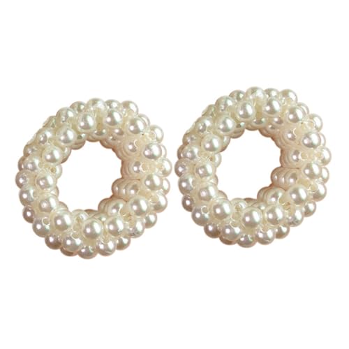 COMPUKAS 2 Stück Perlen Haargummi Elastisch mit Mehrlagigen Perlen Besetzt Modisches Haarschmuck für Damen Sanfter Vielseitig für Alltag Party Hochzeit und Besondere Anlässe Geeignet von COMPUKAS