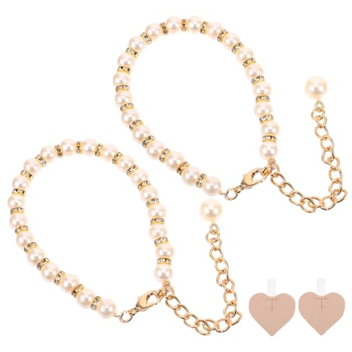 COMPUKAS 2 Stück Perlenbesetzte High Heel Schuhriemen Verstellbare Fersenriemen für Damen Pumps Absatzschoner mit Elegantem Perlenschmuck Rutschfeste Halterung für Lose High Heels von COMPUKAS