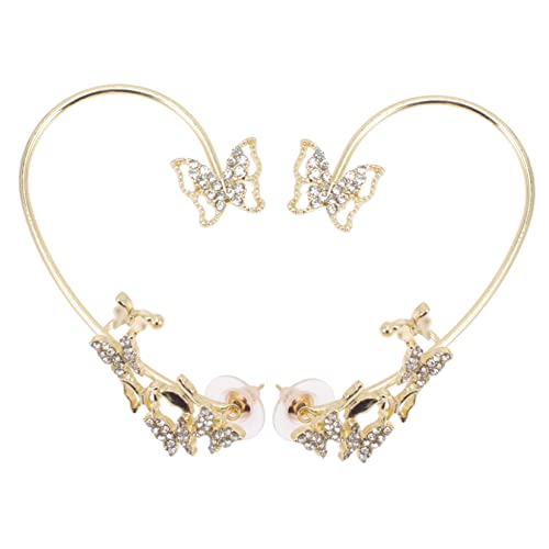 COMPUKAS 2 Stück Schmetterling Ohr Manschetten mit Zirkonia Silber Ohrklemme Leicht und Modisch Ohrkletterer Schmuck für Damen Party Hochzeit Alltag von COMPUKAS