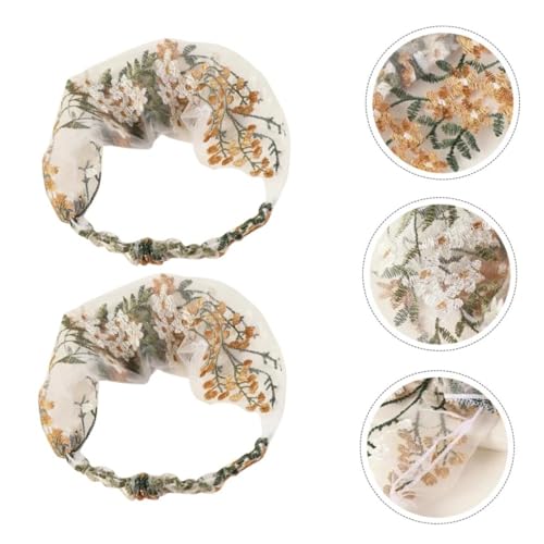 COMPUKAS 2 Stück Stickerei Haarreifen Elastisches Stirnband für Damen Atmungsaktiv Schnelltrocknend Rutschfest Komfortabel Geeignet für Party Freizeit Mädchen Haarschmuck von COMPUKAS