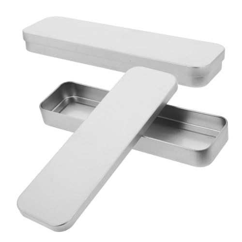 COMPUKAS 2 Stück Stiftebox Silberfarbene Aufbewahrungsbox aus Wasserdichtem Blech für Stifte Pinsel Werkzeug Organizer Tragbar für Schule und Büro von COMPUKAS