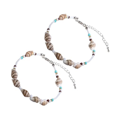 COMPUKAS 2 Stück Teiliges Boho Fußkettchen Damen Muschel Schmuck Verstellbare Strand Fußkette Kreatives Design für Frauen und Mädchen von COMPUKAS
