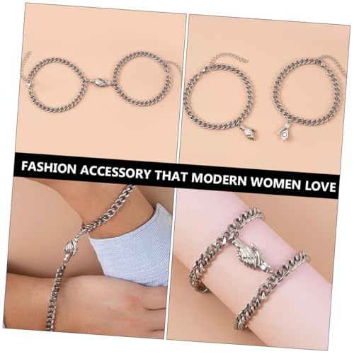 COMPUKAS 2 Stück Teiliges Partnerarmband aus Edelstahl Kreatives Handshake Design Leichte Freundschafts wristchain Bequemes Memorial Schmuckstück für Freunde von COMPUKAS