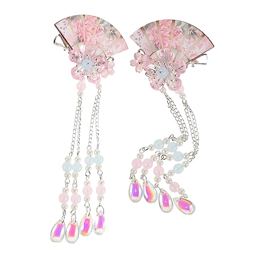 COMPUKAS 2 Stück Teiliges Quasten Haarclip mit Blumen Fächerförmige Haarnadeln für Damen Eleganter Haarschmuck für Hanfu Kostüme Geeignet für Hochzeiten Festtagsfrisuren und Tägliche von COMPUKAS