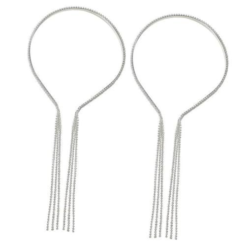 COMPUKAS 2 Stück Teiliges Strass Quasten Haarband Leichtes Elastisches Damen Stirnband mit Funkelnden Strasssteinen Vielseitiger Haarschmuck für Hochzeit Party und Alltag Schonend für von COMPUKAS