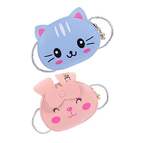 COMPUKAS 2 Stück Teiliges Umhängetasche PU Cartoon Design Mittlere Kapazität für Schlüssel Schmuck Snacks Geeignet für Alltag Einkaufen Freizeit Party Mädchen Jungen von COMPUKAS