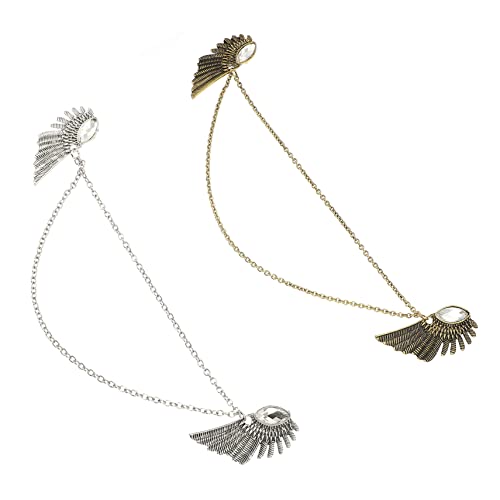 COMPUKAS 2 Stück Vintage Angel Wing Kragenspangen für Herren Pullover Hemdkragen Broschen mit Quasten Vielseitig für Strickjacken Cardigans Schals Retro Schmuck für Festliche Anlässe von COMPUKAS