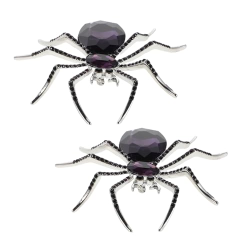 COMPUKAS 2 Stück Vintage Spinnenbrosche mit Rhinestones Langlebige Legierung Anstecknadel für Anzug Mantel Vielseitiges Halloween Schmuckaccessoire für Damen und Herren von COMPUKAS