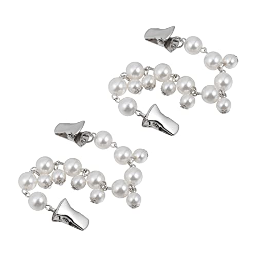 COMPUKAS 2 Stück Vintage Strickjacken Clips Perlen Pullover Ketten Elegant Praktische Cardigan Schmuck Damen Weiß von COMPUKAS