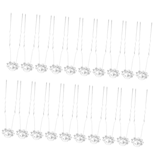 COMPUKAS 20 Stück Perlen Haarnadeln U förmig Langlebig Leicht Brautschmuck Modisch Damen Hochzeit Party Alltagsgebrauch von COMPUKAS