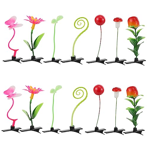 COMPUKAS 28 Stück Haarspangen mit Pflanzen Imitation Kreative Haarklammern für Mädchen Lustige Haarnadeln für Partys und Anlässe von COMPUKAS