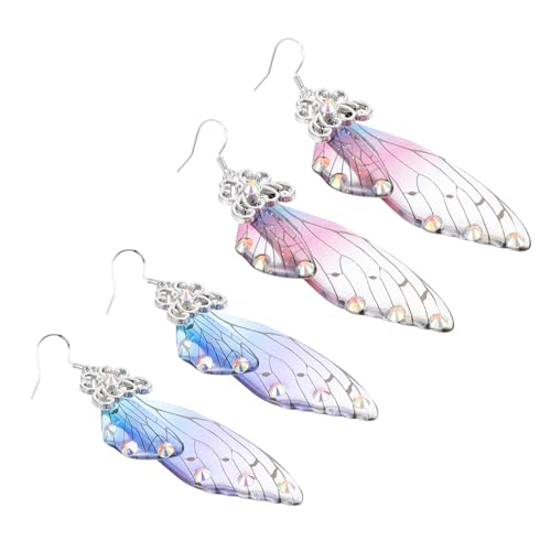 COMPUKAS 2paare Damen Ohrringe Schmetterlingsflügel Ohrringe Stylische Ohrclips Ohrschmuck Ohranhänger Sterlings Silber Goldfarben Hervorragendes Material Langlebig Verarbeitung von COMPUKAS