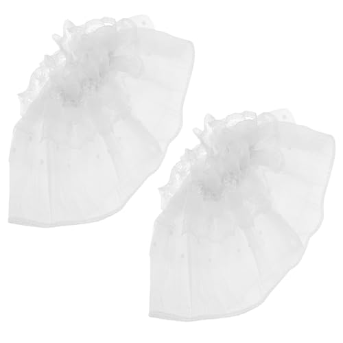 COMPUKAS 2stücke Damen Handgelenkmanschetten Aus Spitze Abnehmbare Ärmel Für Plisseehemden Weiß Für Hochzeit Und Brautaccessoires von COMPUKAS