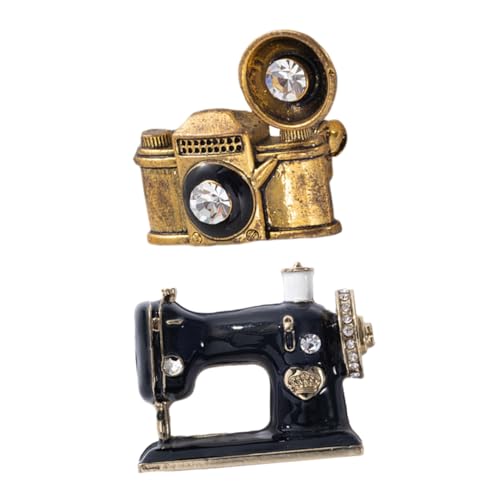 COMPUKAS 2Stücke Kreative Brosche Nadel mit Schwarzer Nähmaschine und Goldener Schallplatte Dekorative Anstecker für Kleidung für Anlässe Wie Geburtstage und Feiertage von COMPUKAS