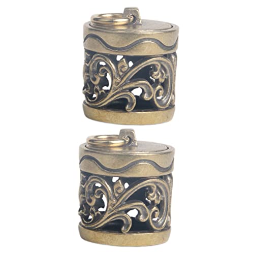 COMPUKAS 2 Stück Kupfer Duftkugel Anhänger Aroma Diffusor Flasche für Ätherische Öle Kreative Schlüsselanhänger für Taschen und Handys Geschnitzte Kleiner Flasche für Selbstgemacht Projekte von COMPUKAS