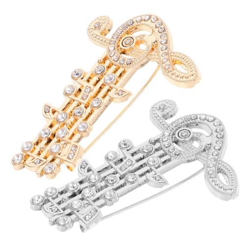 COMPUKAS 2Stücke Noten Broschen mit Strasssteinen Metall Lapel Pins für Damen Kreative Kleidung Dekoration Taschenabzeichen für Musiker Modebewusste COMPUKAS 2Stücke Noten Broschen mit Strasssteinen Metall Lapel Pins für Damen Kreative Kleidung Dekoration Taschenabzeichen für Musiker Modebewusste von COMPUKAS