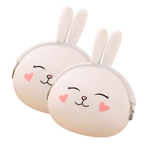COMPUKAS 2stücke Kunterbunte Silikon Geldbörse Für Damen Entzückende Kleine Münztaschen Im Kaninchen-Design Für Kleingeld Karten Und Alltagsgegenstände Praktischer Begleiter Für von COMPUKAS