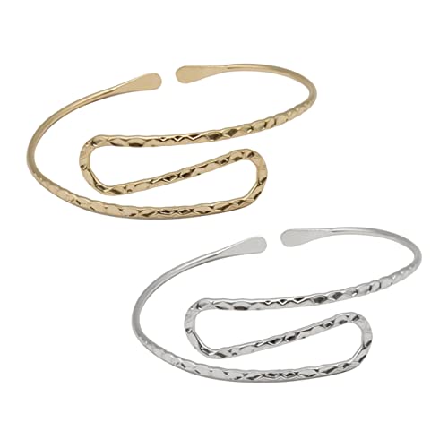 COMPUKAS 2Stücke Wellenförmige Oberarm Manschette Offenes Armband für Damen Verstellbarer Armreif Schmuck Kostüm Körperdekoration COMPUKAS 2Stücke Wellenförmige Oberarm Manschette Offenes Armband für Damen Verstellbarer Armreif Schmuck Kostüm Körperdekoration von COMPUKAS
